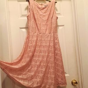 Danny & Nicole lace fit & flare dress, size 10, peach